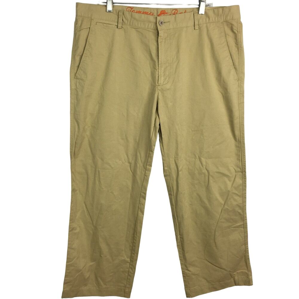 Tommy Bahama Mens Tan Cotton Khaki Chino Pants Sz 38 Beige Brown Casual